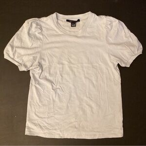 French Connection White Puff-Sleeve Crewneck Tee